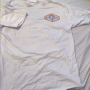 white “stay salty” orange beach AL short sleeve